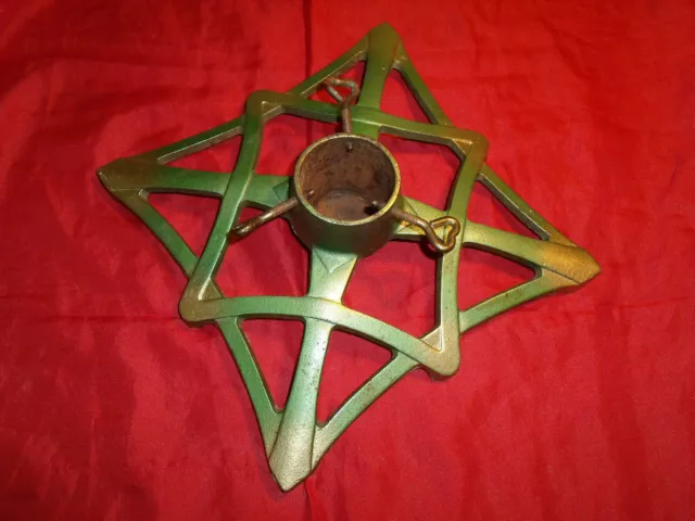 ~ alter großer Christbaumständer Weihnachtsbaumständer Metall grün gold Vintage