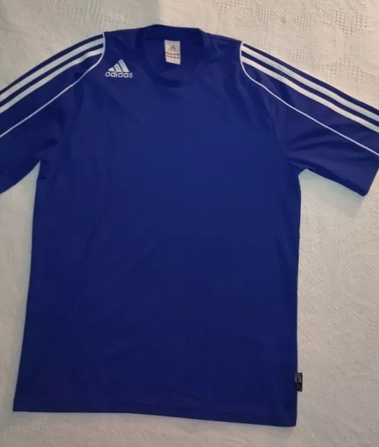 T-SHIRT HOMME MANCHES Courtes BLEU - ADIDAS CLIMALITE Sport Taille L - BON Etat