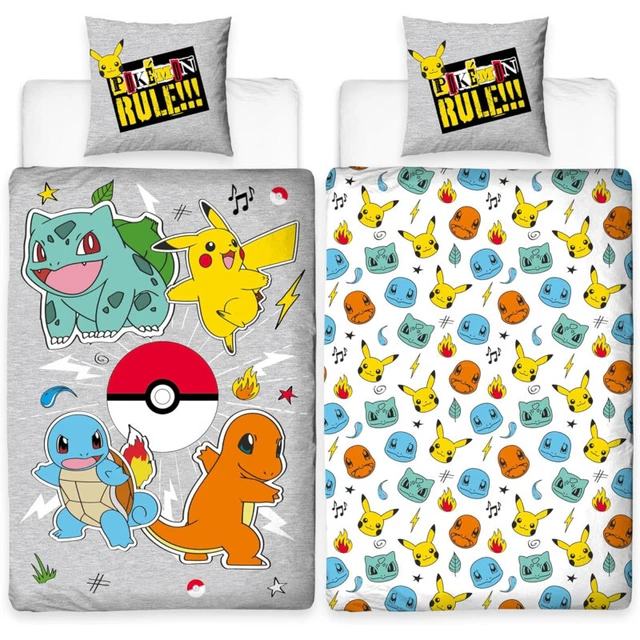 3 Pièces Parure De Lit Pikachu Pokemon - Pokémon Housse De Couette Avec 2 Taie Oreiller