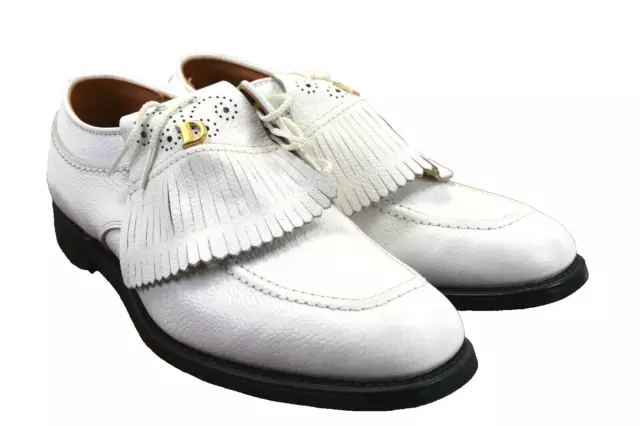 Dexter Men's Sz 8.5 D White Leather Kiltie Golf Shoe Steel Spikes NOS USA
