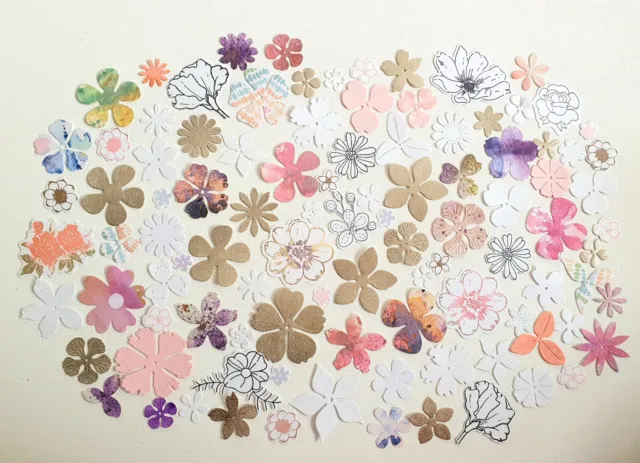 100 DIE CUTS  Card make toppers craft Scrapbooking Embellishments Paper flowers