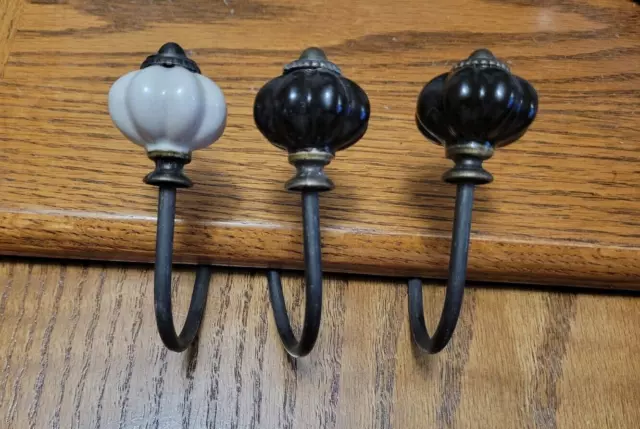 3 Pcs  Metal Curtain Holdback Wall Tie Back Hooks Holder Black/White/Deep Bronze