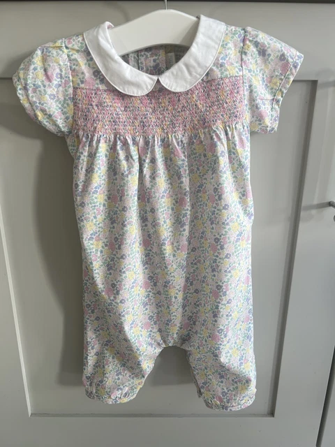 Baby Girls Jojo Maman Bebe Romper Outfit 6-12 Months Floral Collar smocked