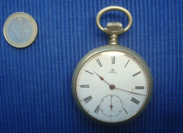 Montre Gousset RIVOLIA En Argent - Montre De Poche Gravée, Mouvement Cylindre, Occasion