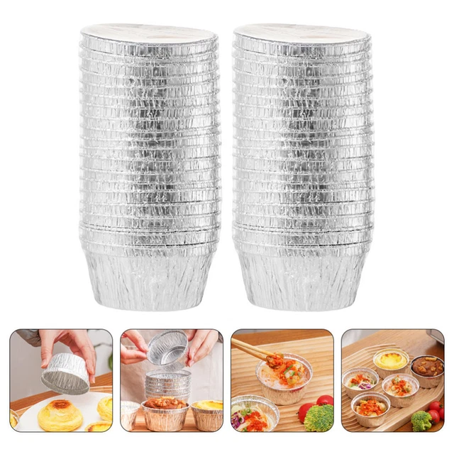 40 pz tazza di latta torta Bozai pellicola di alluminio mini tazza budino argento