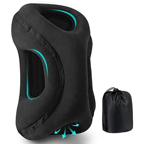 Inflatable Travel Pillow for Airplane Sleeping, Blow up Travel Pillow Black