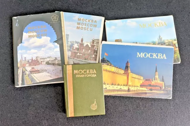 Lot 4 sets Soviet postcards Moscow and mini book Moscow city plan USSR Vintage