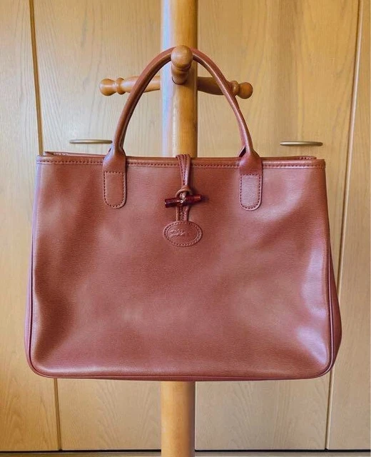 LONGCHAMP ROSEAU Brown Leather Tote bag Made in France w/dust bag 2