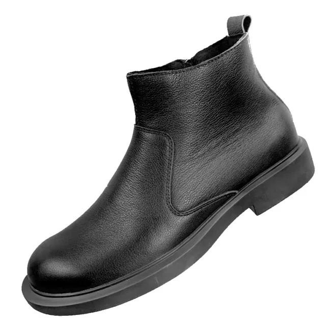 38-45 Mens Zip Chelsea Ankle Boots Real Leather Shoes Retro British Style Winter