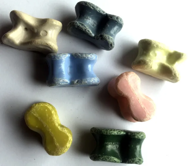 Vintage Set of 7 Coloured Plastic Knucklebones / Dice / Jacks Game Pieces