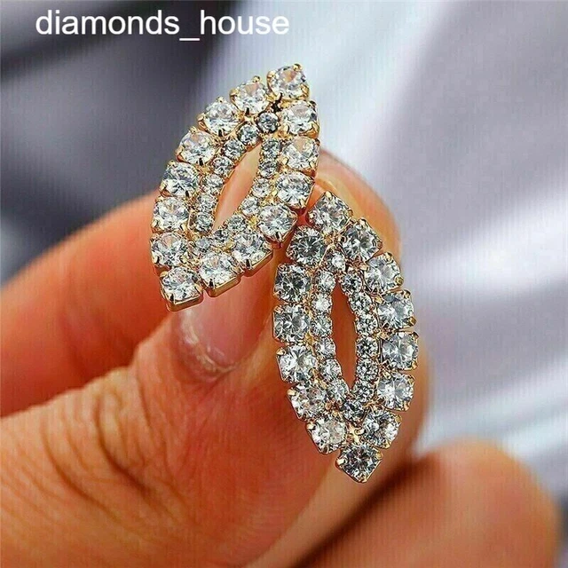 3 Ct Round Cut Lab-Created Diamond Cluster Stud Earrings 14k Yellow Gold Plated