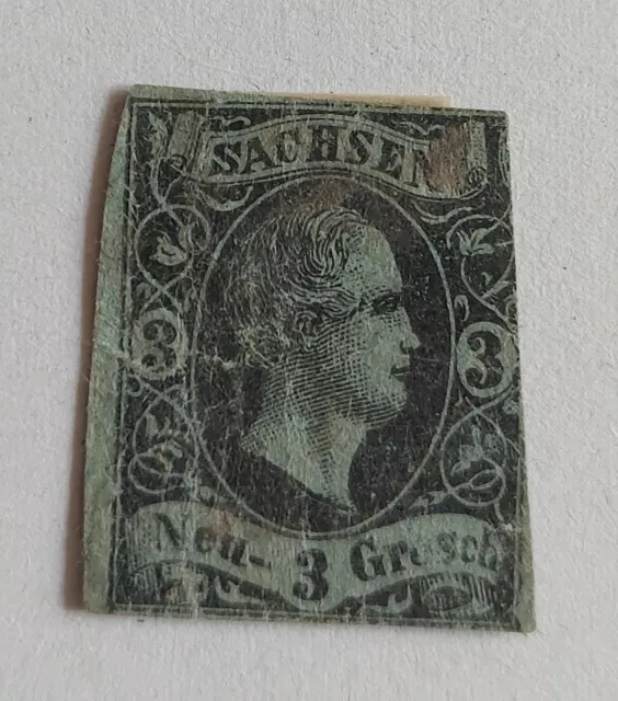 Briefmarke Altdeutschland Sachsen  3 drei Neu Groschen