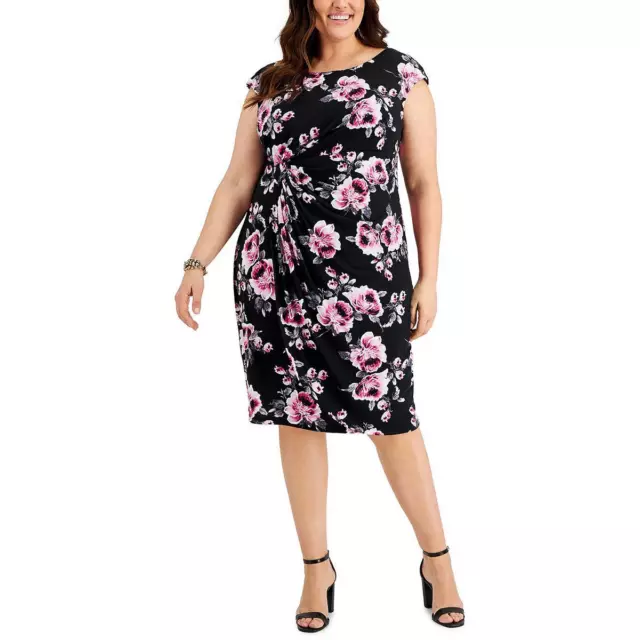 Connected Apparel Womens Floral Print Mini Sleeveless Shift Dress Plus BHFO 2726