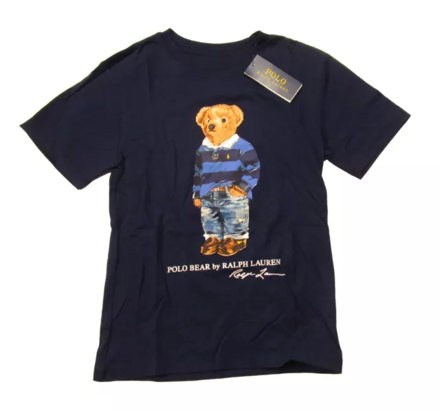 Polo Ralph Lauren Boys Navy Rugby Polo Bear Graphic Short Sleeve T-Shirt