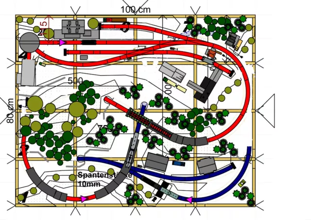 Spur N Modelleisenbahn Gleisplan Fleischmann piccolo >kleine Anlage< 100 x 80 cm