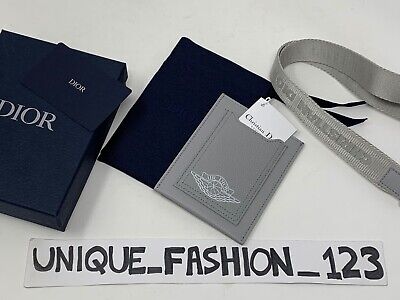 Christian Dior X Air Jordan Wings Leather Lanyard Card Holder Low High 1 Grey