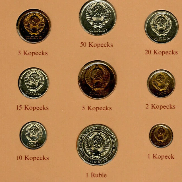 Coin Sets of All Nations USSR Russia 1976-1979 10,15,50 Kopeck 1976 UNC 3