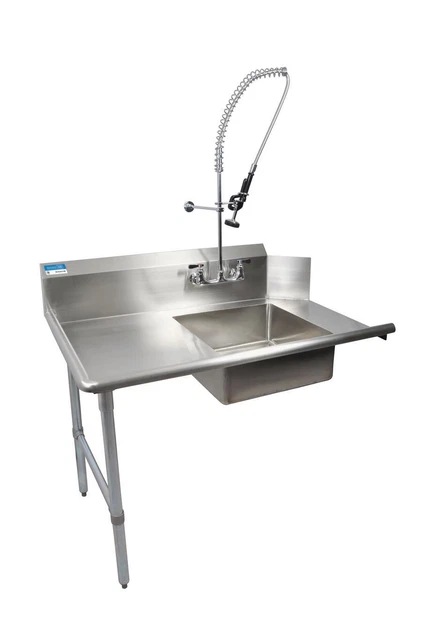 BK Resources 48" Soiled Straight Dishtable Left Side w/ Pre-Rinse Faucet