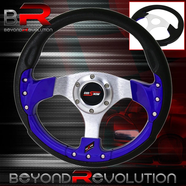 Universal 6Hole Bolt 9Bolt Design Blue Fusion Style Steering Wheel Godsnow Horn