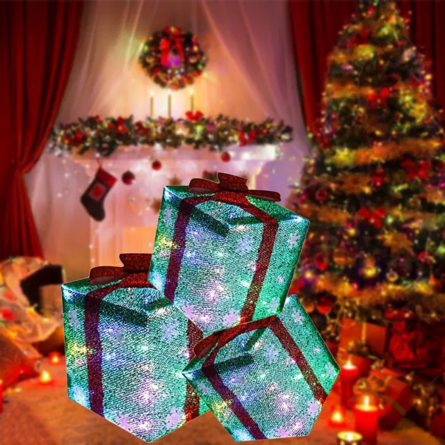 Scatole regalo illuminate decorazioni natalizie interne esterne per albero di Natale calde