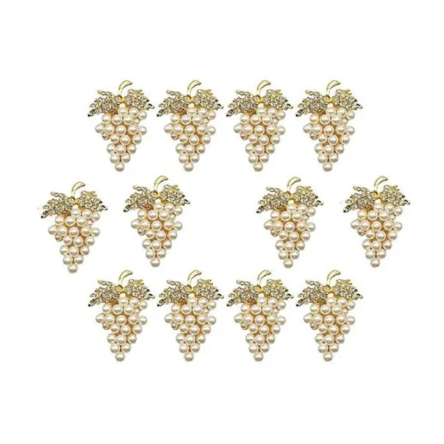 12 pezzi tovaglioli perla anelli oro uva forma tovaglioli fibbie supporto8040
