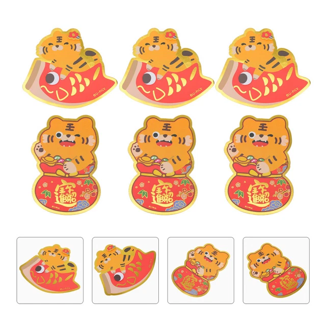 6 pezzi tigre nuovo anno busta rossa stile cinese regalo base borsa gel