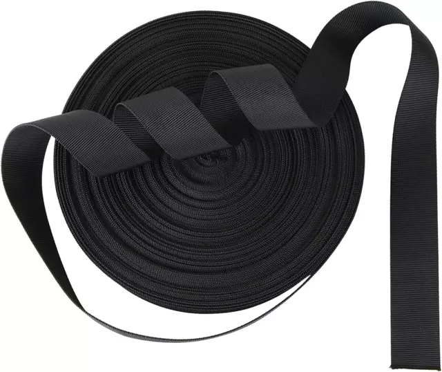 1.5 Inch Nylon Webbing Strap 50 Yards Flat Black Webbing Strapping Heavy Duty We