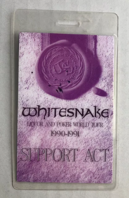 WHITESNAKE Liquor And Poker 1990 US TOUR Concert Backstage/Pass LAMINATE Metal