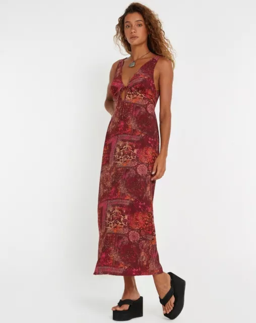 MOTEL ROCKS Dress Womens Size Medium Fiaso In Abstract Paisley Red Midi NEW