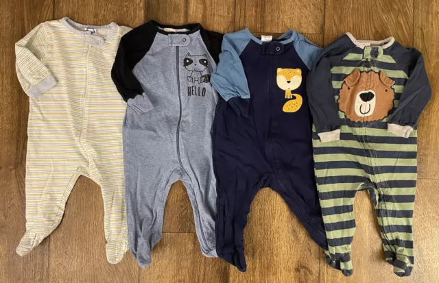 Baby Boy 3/6 Mo Footed Sleeper Pajama Clothes Lot Lightweight Bundle Bear Zipper