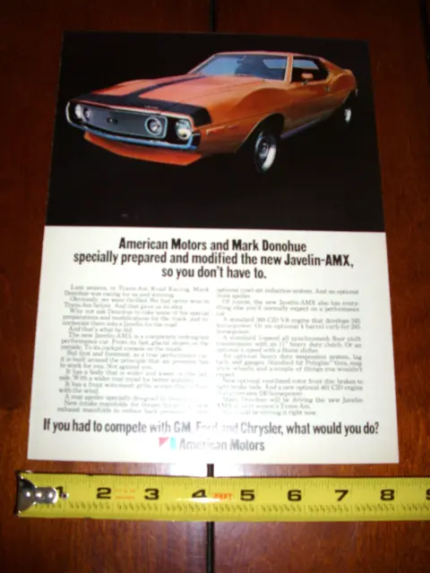 1971 American Motors Javelin Amx Mark Donohue Amc Original Ad