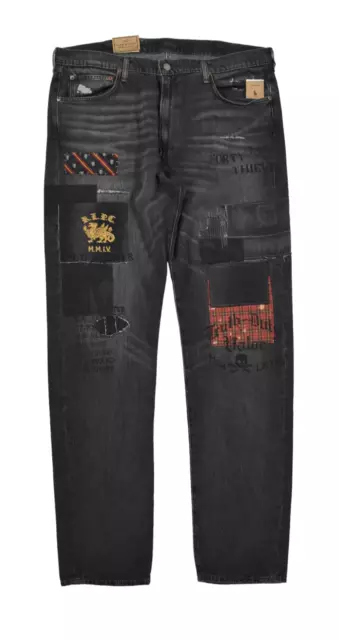 Polo Ralph Lauren Big & Tall Varick Slim Straight Patchwork Graffiti Jeans New