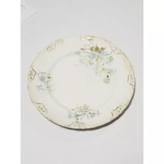 Antique Hanley England J & G Meakin Ironstone China Plate White Blue Floral 7"