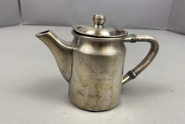 Antique Silver Soldered Serving Pitcher/Coffee Pot St. Mary’s Hospital - 10 oz