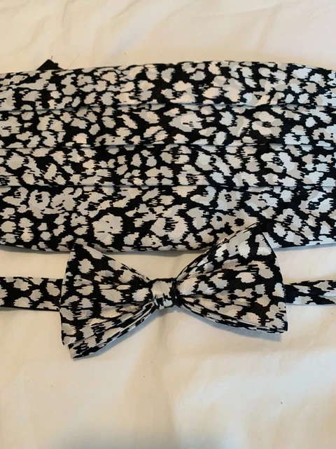 Cummerbund & Bow Tie Set Vintage Black & White Adjustable Vintage