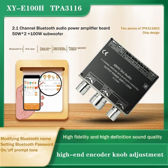 Module Amplificateur Bluetooth 2.1 - Carte Ampli Classe D, Bluetooth 5.0 - Pour Enceintes Maison, Bureau, Extérieur - Alimentation 12-24V