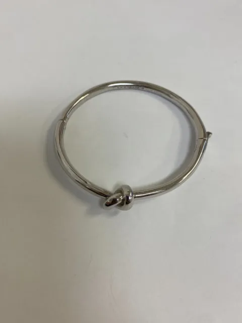 Kate Spade New York Silvertone Knot Hinged Bangle Bracelet  PRELOVED!