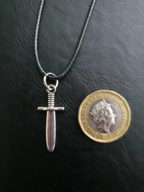 Silver Grey Knife Dagger Cord Necklace Weapon Combat Knife Gift Charm Pendant