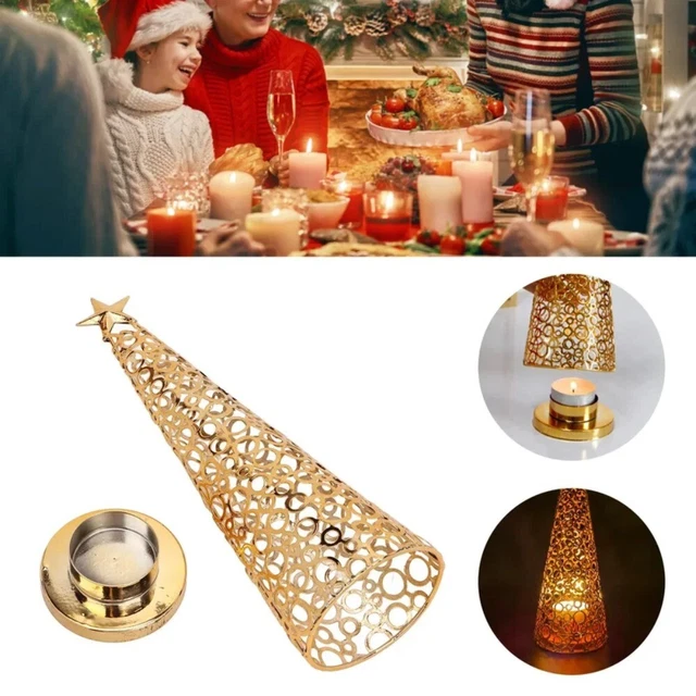 Gold Metal Christmas Tree Candlestick Iron Scented Candle Stand  Banquet