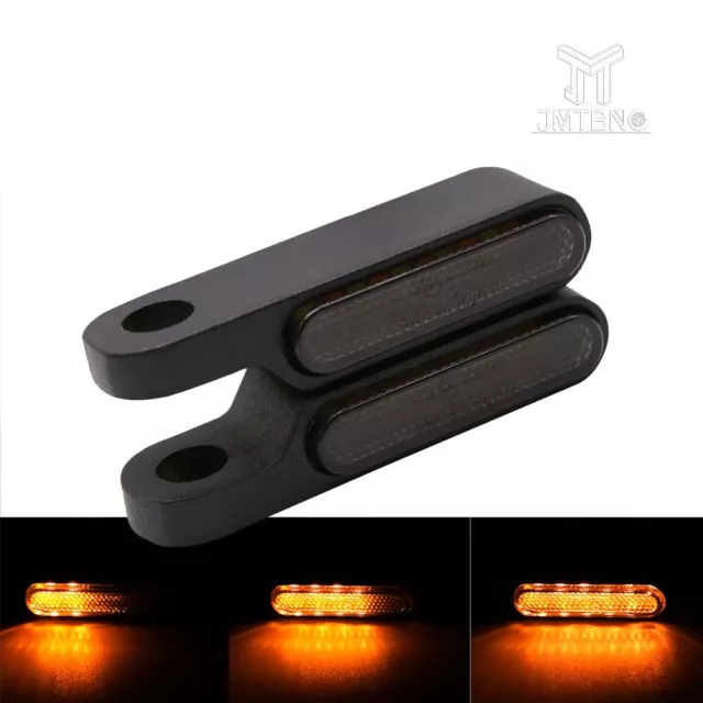 2X Mini Motorcycle LED Turn Signals Blinker Light Indicator Amber Lamp Black AM