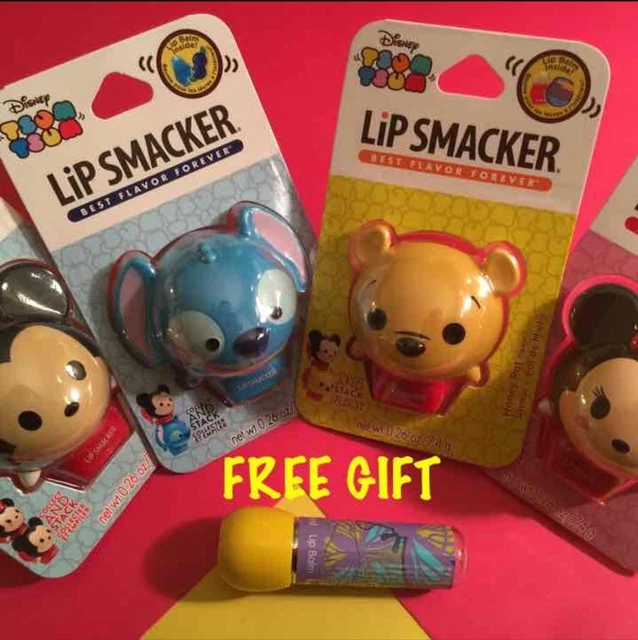 4 HTF Disney Tsum Tsum Lip Smacker Stackable Balms ~ Pooh Stitch Minnie Mickey