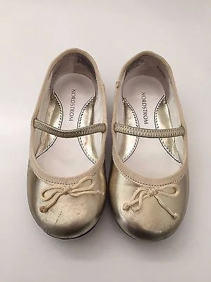 Nordstrom Bambini Bambine Oro Fiocco Balletto Scarpe Basse Ballerine Misura 7.5