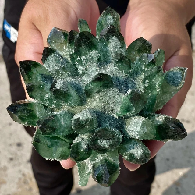 1.6LB  New Find Green Phantom Quartz Crystal Cluster Mineral Specimen Healing