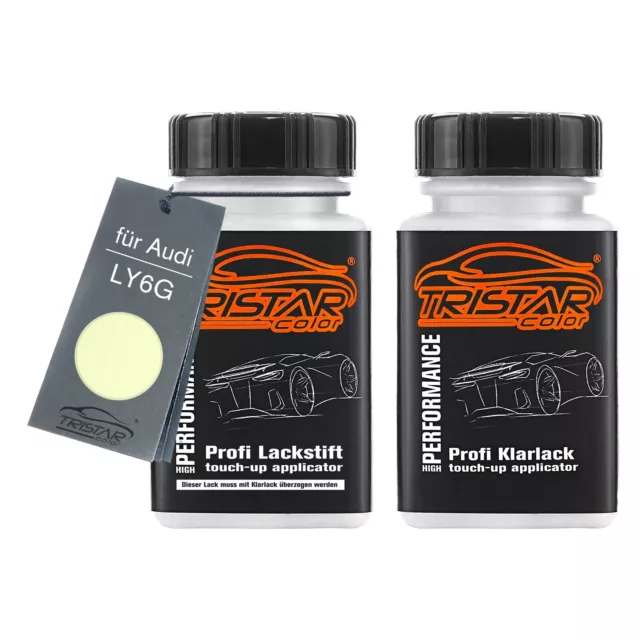 Autolack Lackstift Set für Audi LY6G Vanillegelb Basislack Klarlack je 50ml