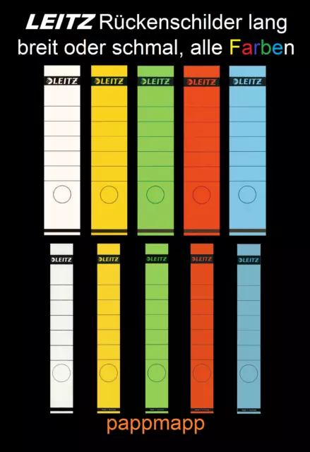 Leitz Rückenschild 1640 + 1648 alle Farben - lang breit + schmal Ordnerrücken