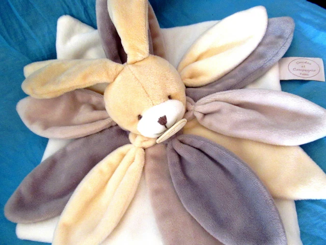 doudou et compagnie ours petale de fleur beige blanc gris kom neuf plat