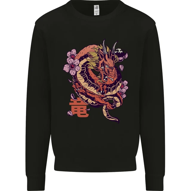 Giapponese Fantasia Dragon Uomo Felpa Maglione