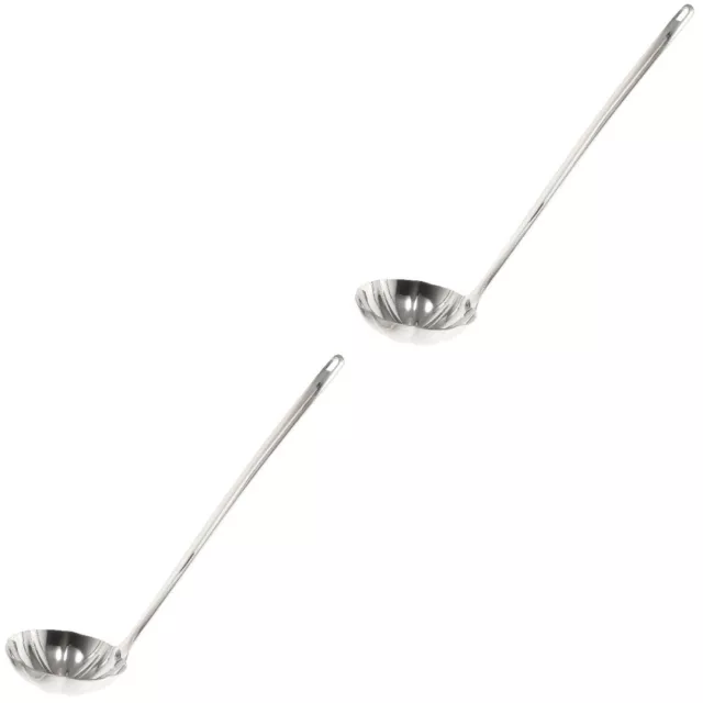 2 pz cucchiai per zuppa collant in metallo acciaio inox manico lungo