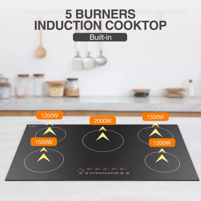 36 inch Induction Cooktop with 5 Burners 220V Electric Stove Top Touch Control