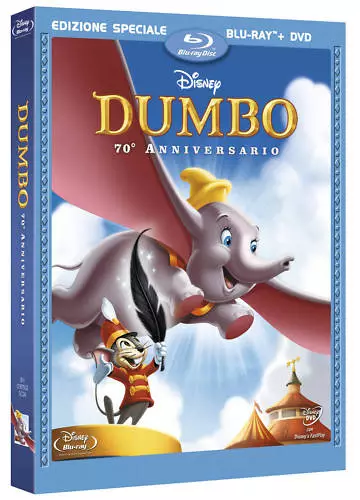 DISNEY BLU RAY Dumbo - combo pack con dvd - slipcover liscia rarissimo